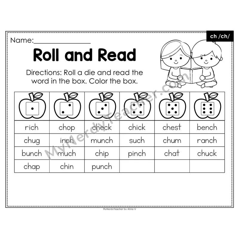 Roll and Read Phonics Words — ch Digraph