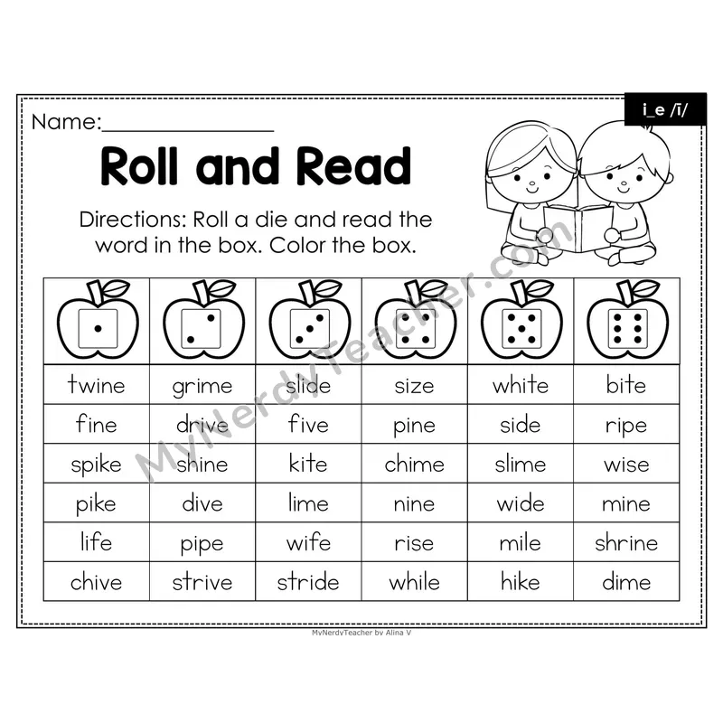 Roll and Read Phonics Words — i_e Silent e Long i