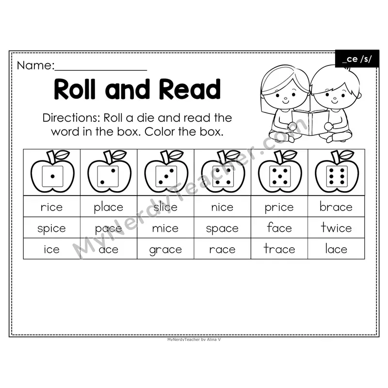 Roll and Read Phonics Words — Soft c _ce