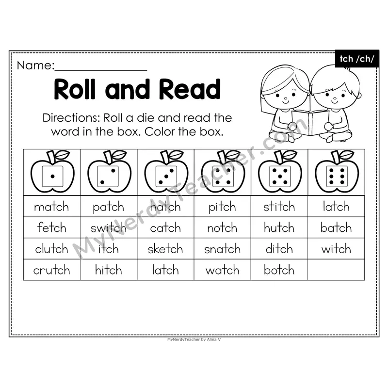 Roll and Read Phonics Words — tch Trigraph