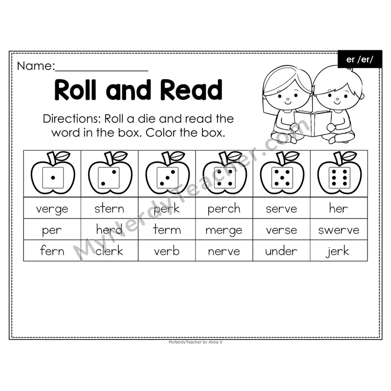 Roll and Read Phonics Words — er R-Controlled