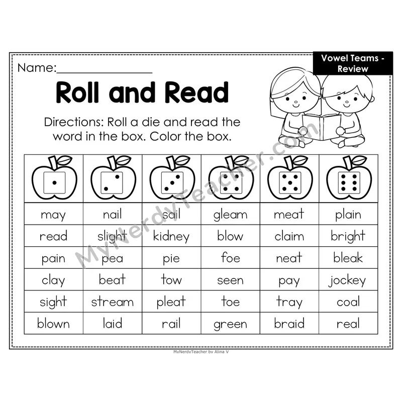 Roll and Read Phonics Words — Mixed Long Vowel Teams