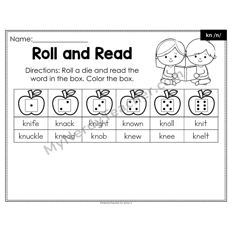 Roll and Read Phonics Words — Silent kn