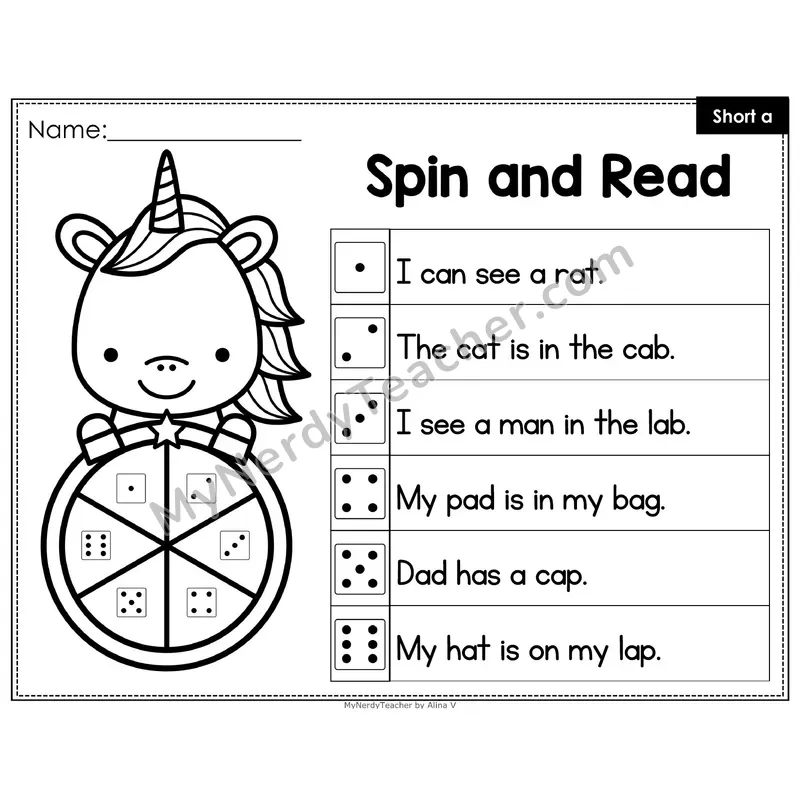 Spin and Read Phonics Sentences — Short a CVC Words (Editable PowerPoint)