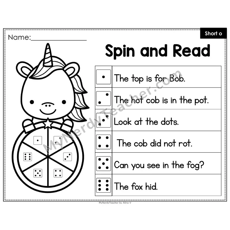 Spin and Read Phonics Sentences — Short o CVC Words (Editable PowerPoint)