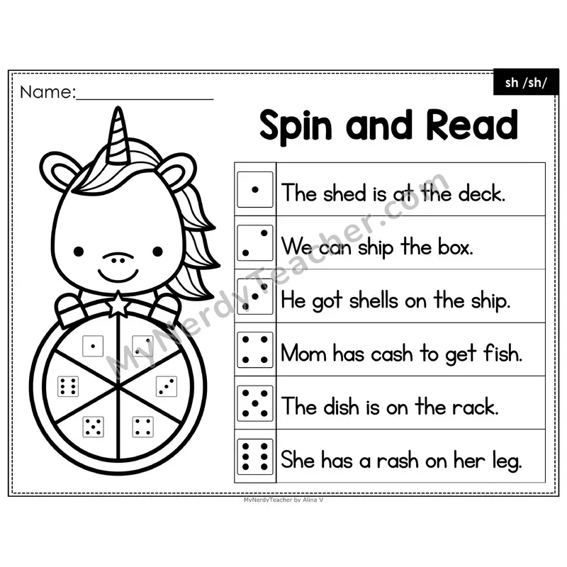 Spin and Read Phonics Sentences — sh Digraph (Editable PowerPoint)