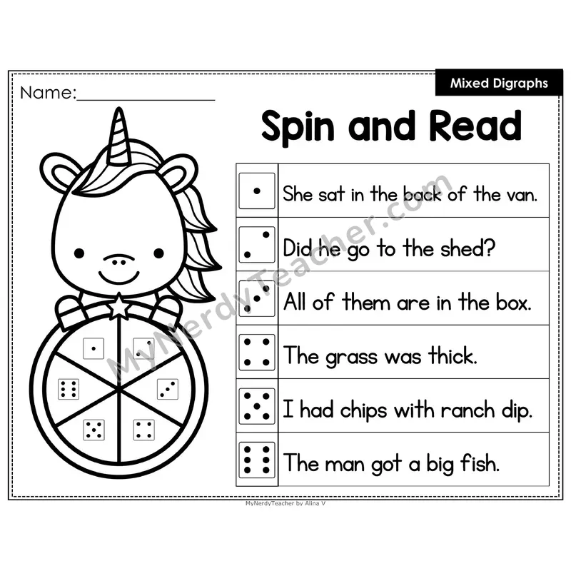 Spin and Read Phonics Sentences — Mixed Digraphs (Editable PowerPoint)