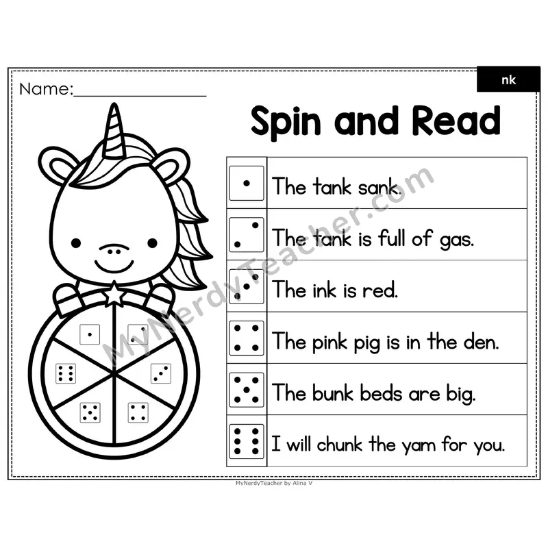 Spin and Read Phonics Sentences — nk Digraph (Editable PowerPoint)