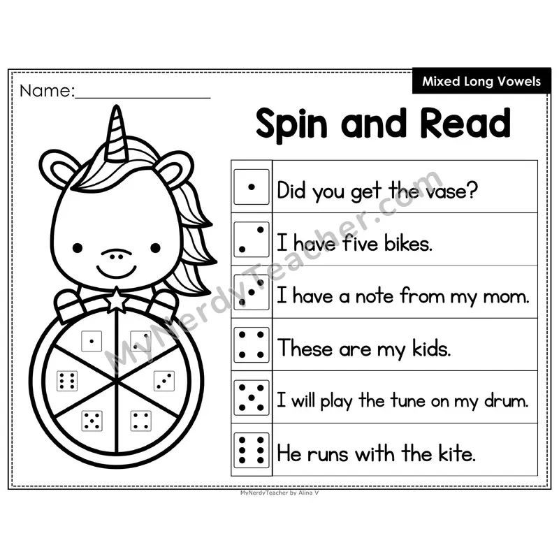 Spin and Read Phonics Sentences — Mixed Long Vowels VCe (Editable PowerPoint)