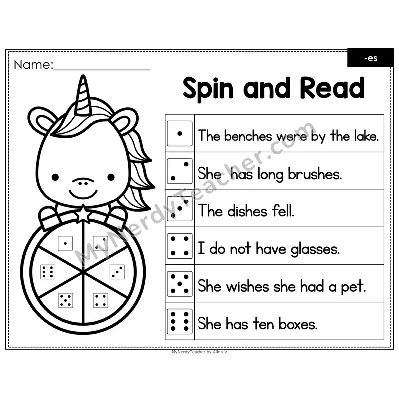 Spin and Read Phonics Sentences — Inflectional -es (Editable PowerPoint)