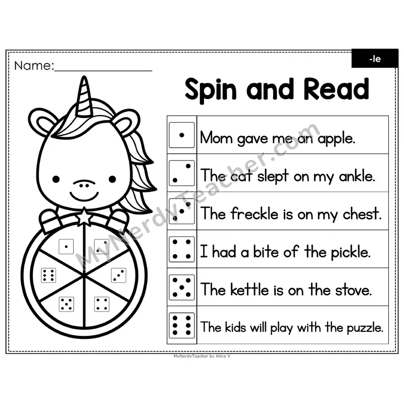 Spin and Read Phonics Sentences — Consonant -le (Editable PowerPoint)