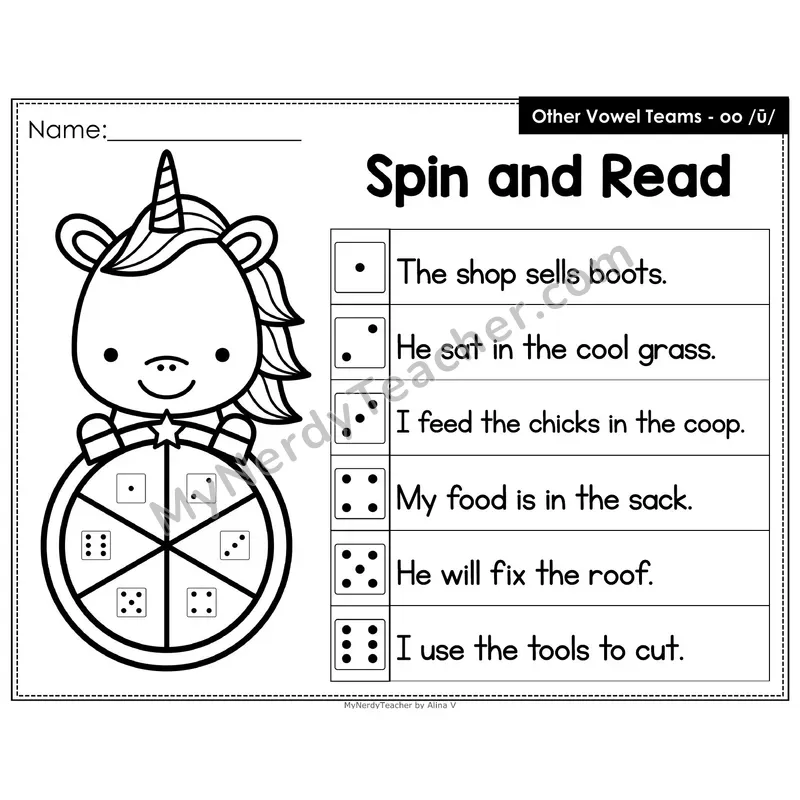 Spin and Read Phonics Sentences — Long oo (Editable PowerPoint)
