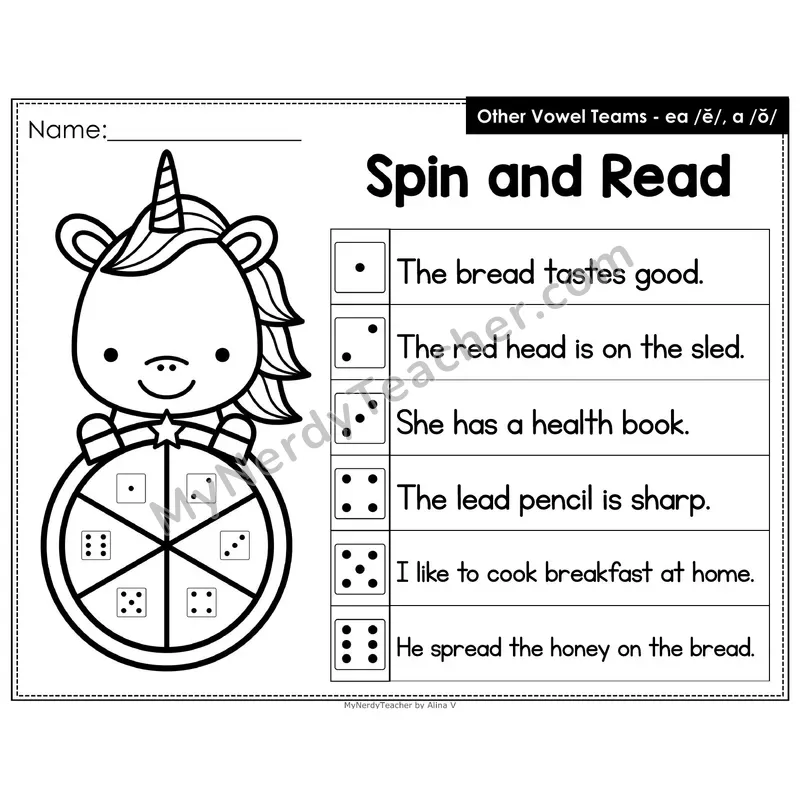 Spin and Read Phonics Sentences — ea short e and a short o (Editable PowerPoint)