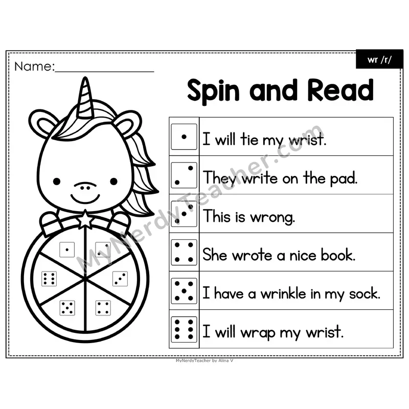 Spin and Read Phonics Sentences — Silent wr (Editable PowerPoint)