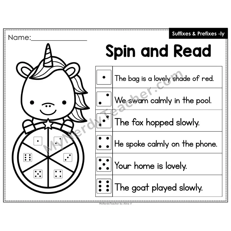 Spin and Read Phonics Sentences — Suffix -ly (Editable PowerPoint)