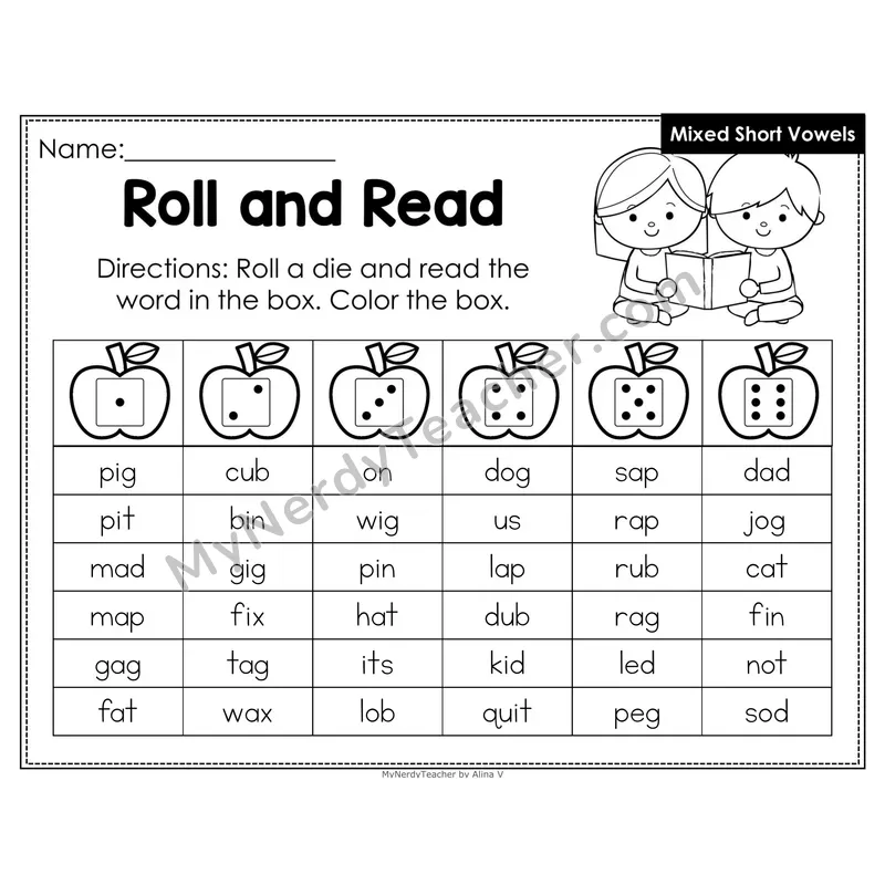 Roll and Read Phonics Words — Mixed Short Vowels CVC (Editable PowerPoint)