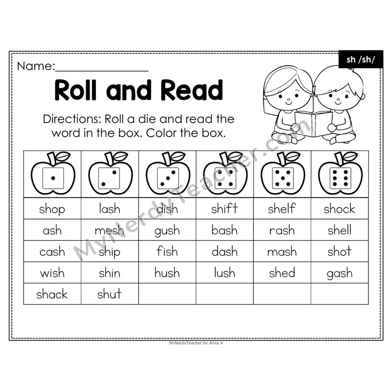 Roll and Read Phonics Words — sh Digraph (Editable PowerPoint)