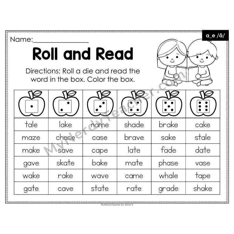 Roll and Read Phonics Words — a_e Silent e Long a (Editable PowerPoint)