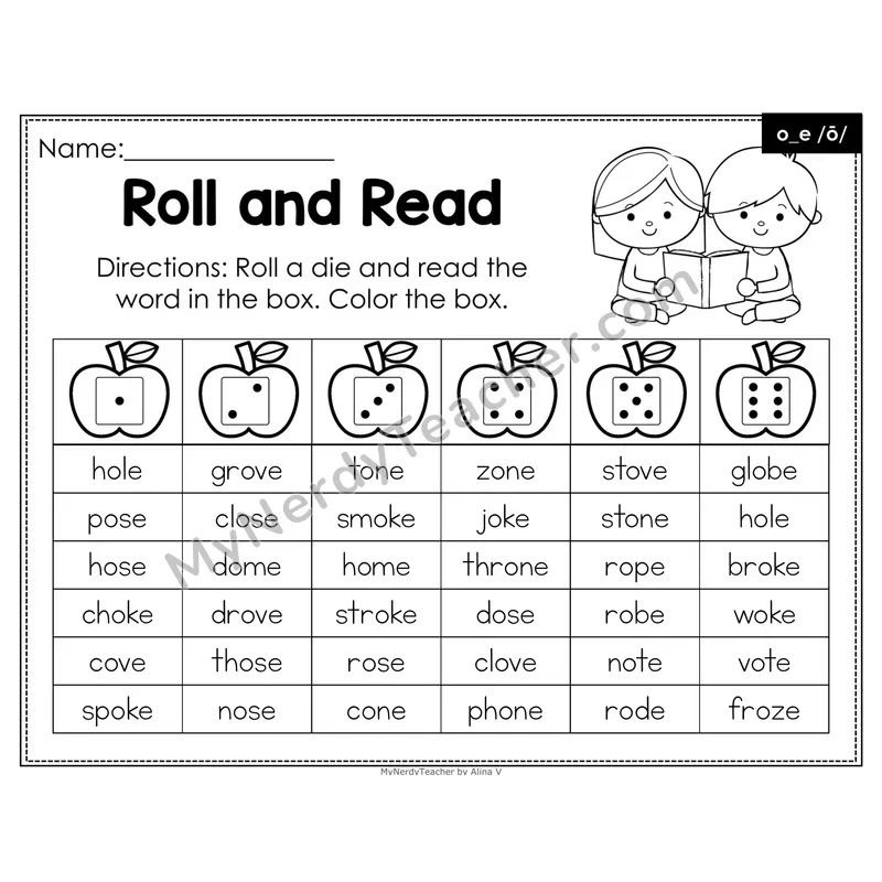 Roll and Read Phonics Words — o_e Silent e Long o (Editable PowerPoint)