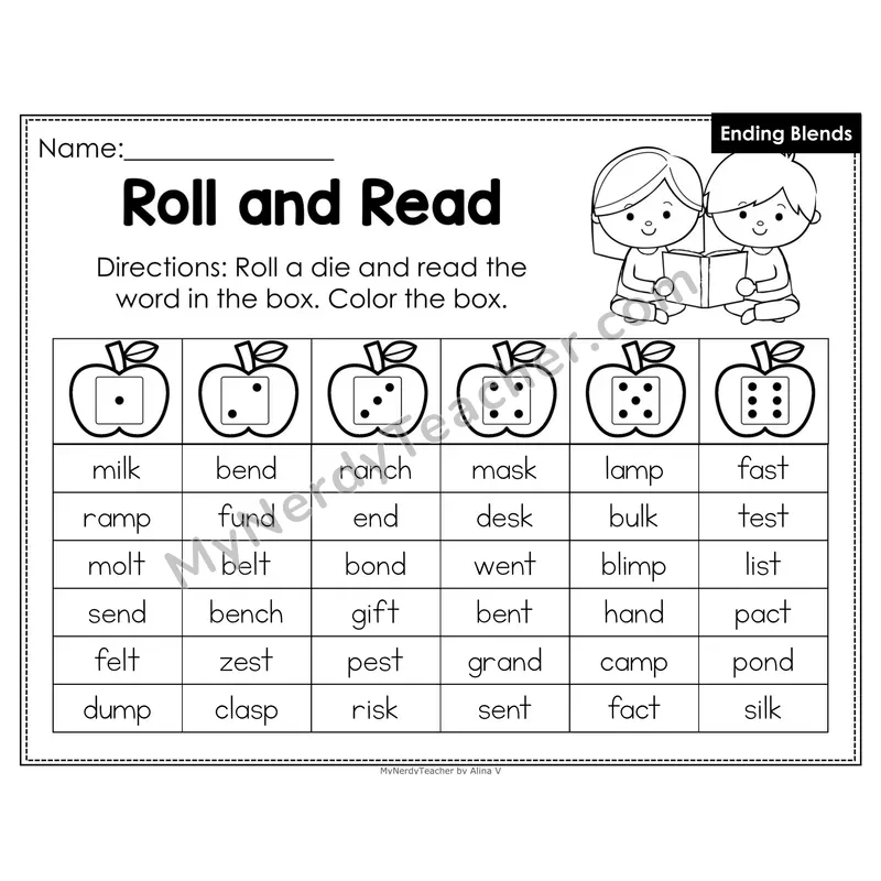 Roll and Read Phonics Words — Mixed Ending Blends (Editable PowerPoint)