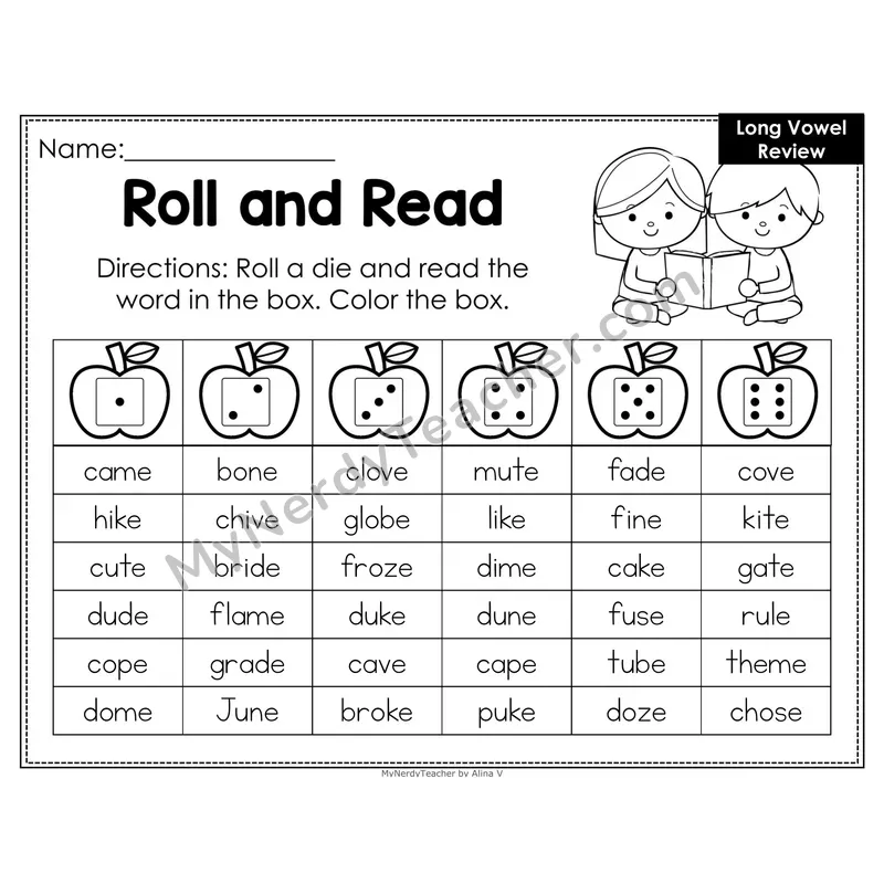 Roll and Read Phonics Words — Mixed Long Vowels VCe (Editable PowerPoint)