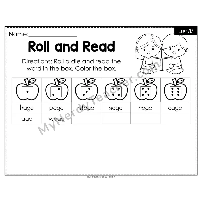 Roll and Read Phonics Words — Soft g _ge (Editable PowerPoint)