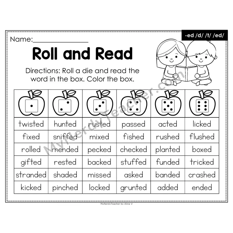 Roll and Read Phonics Words — Inflectional -ed (Editable PowerPoint)