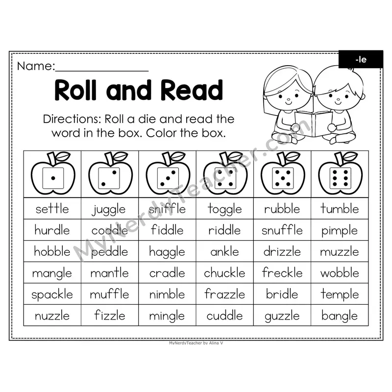 Roll and Read Phonics Words — Consonant -le (Editable PowerPoint)