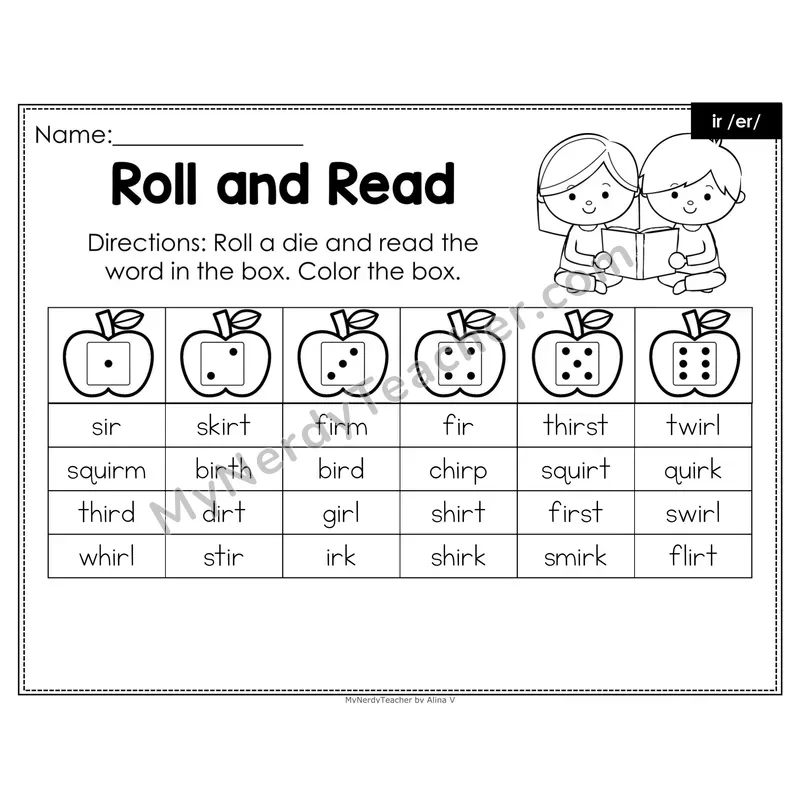 Roll and Read Phonics Words — ir R-Controlled (Editable PowerPoint)
