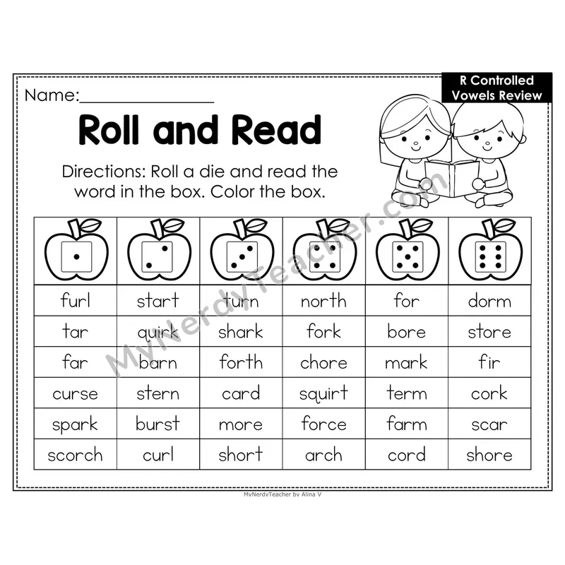 Roll and Read Phonics Words — Mixed R-Controlled Vowels (Editable PowerPoint)