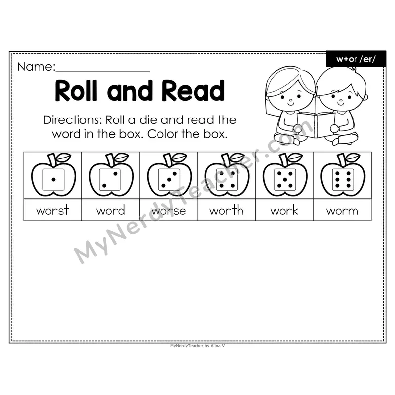 Roll and Read Phonics Words — w plus or (Editable PowerPoint)