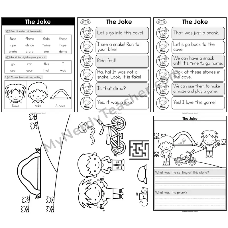 CVCe Review Decodable Reader — The Joke B&W