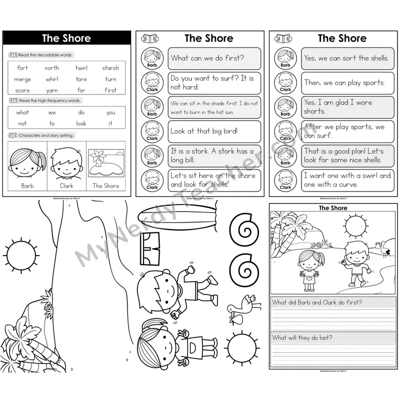 R-Controlled Vowels Decodable Reader — The Shore B&W