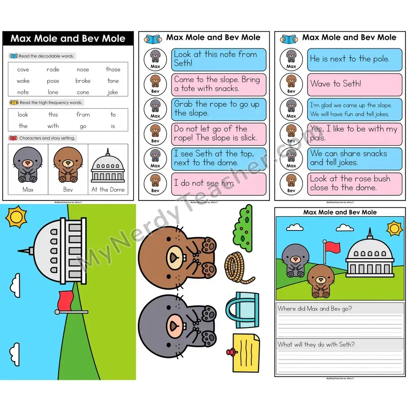 CVCe Long O (o_e) Decodable Reader — Max Mole and Bev Mole