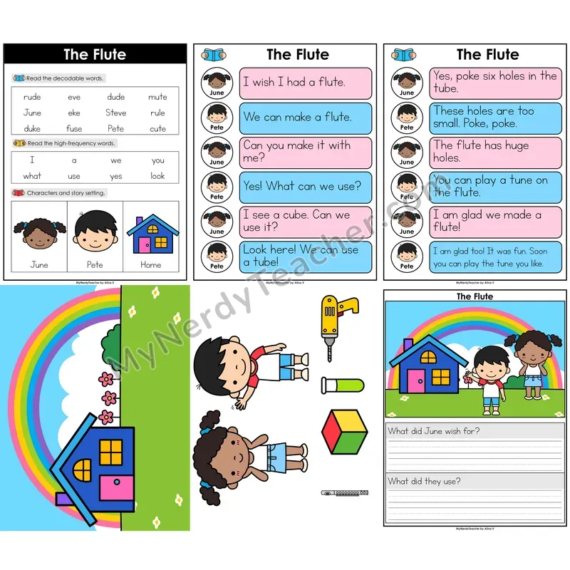 CVCe Long U & E (u_e, e_e) Decodable Reader — The Flute