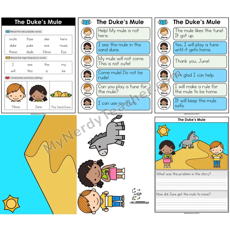 CVCe Long U & E (u_e, e_e) Decodable Reader — The Duke's Mule