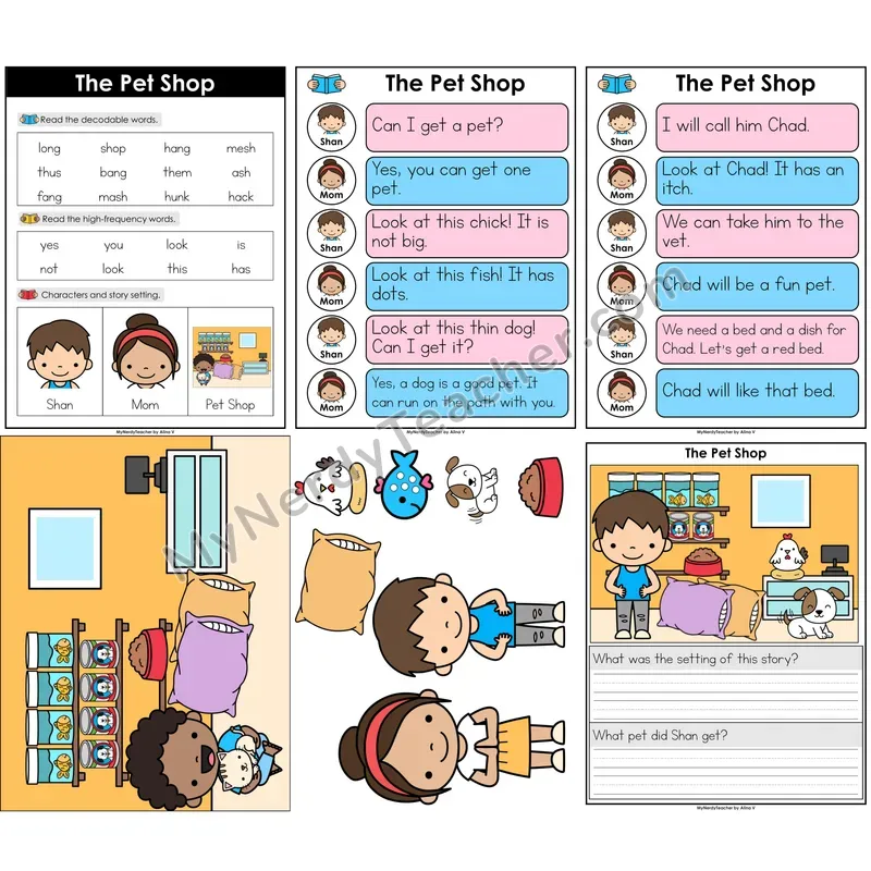 Digraphs Decodable Reader — The Pet Shop