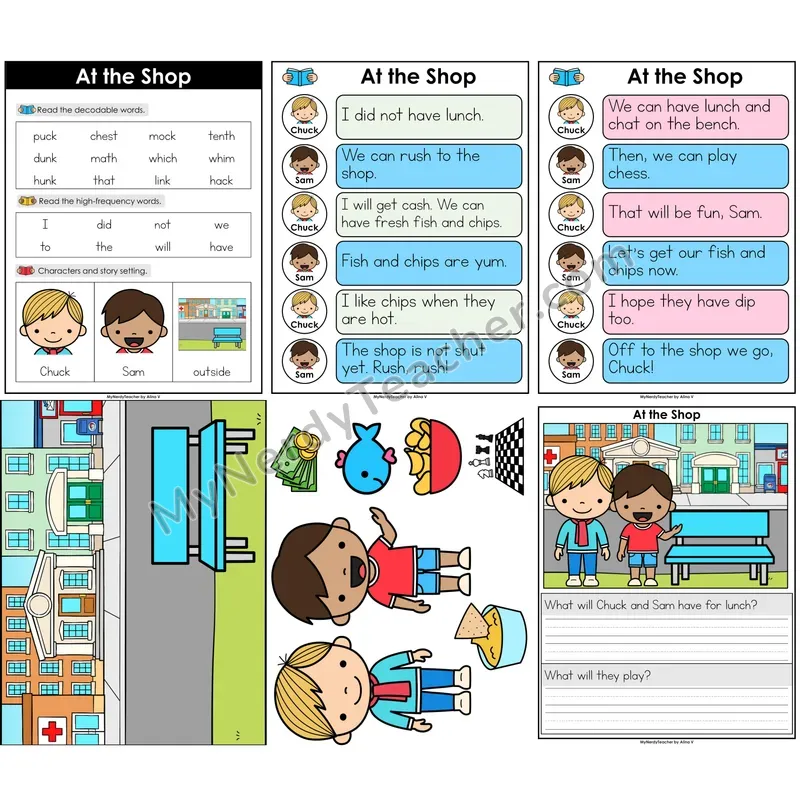 Digraphs Decodable Reader — At the Shop