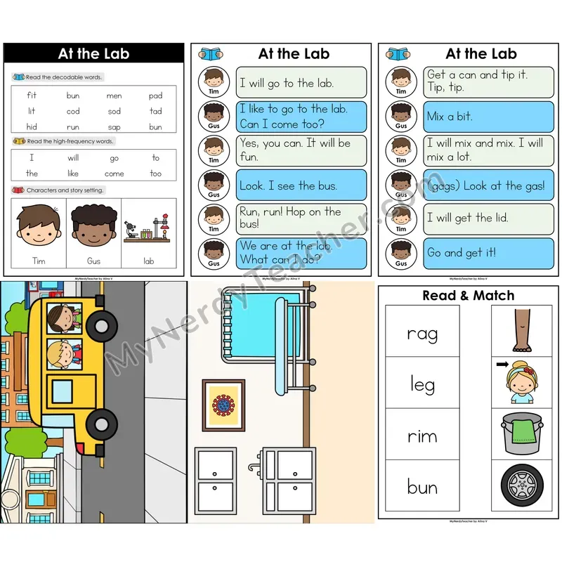 Short Vowel CVC Decodable Reader — At the Lab