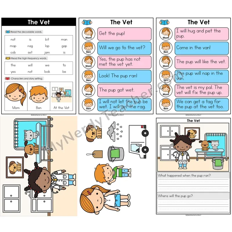 Short Vowel CVC Decodable Reader — The Vet