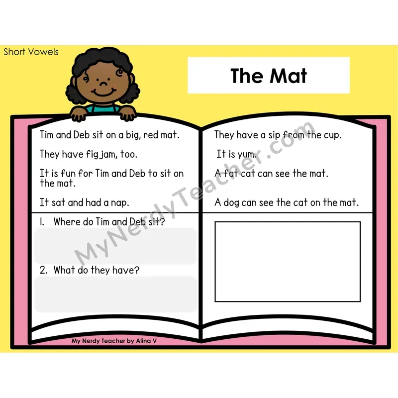 Short Vowels Decodable Reader — The Mat (Color) - Buddy Decodable Partner Play