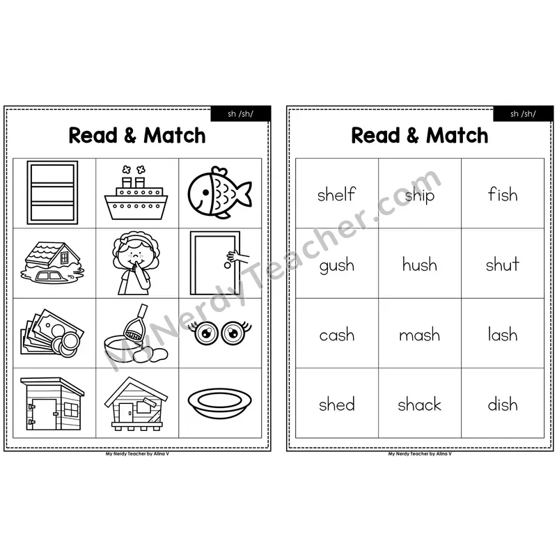 sh digraph Read and Match (Black & White)