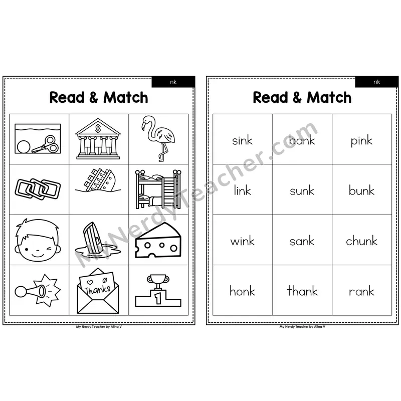 nk digraph Read and Match (Black & White)