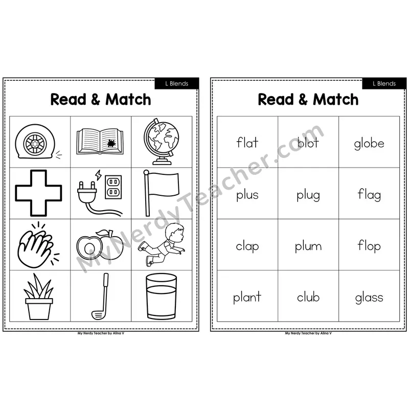 L Blends Read and Match (Black & White)