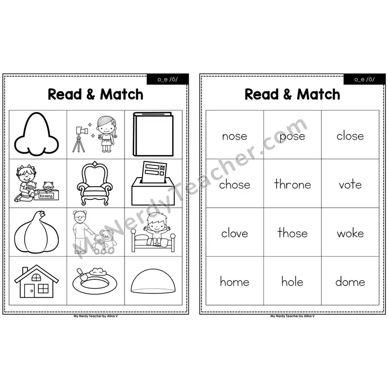 o_e (long o VCe) Read and Match (Black & White)