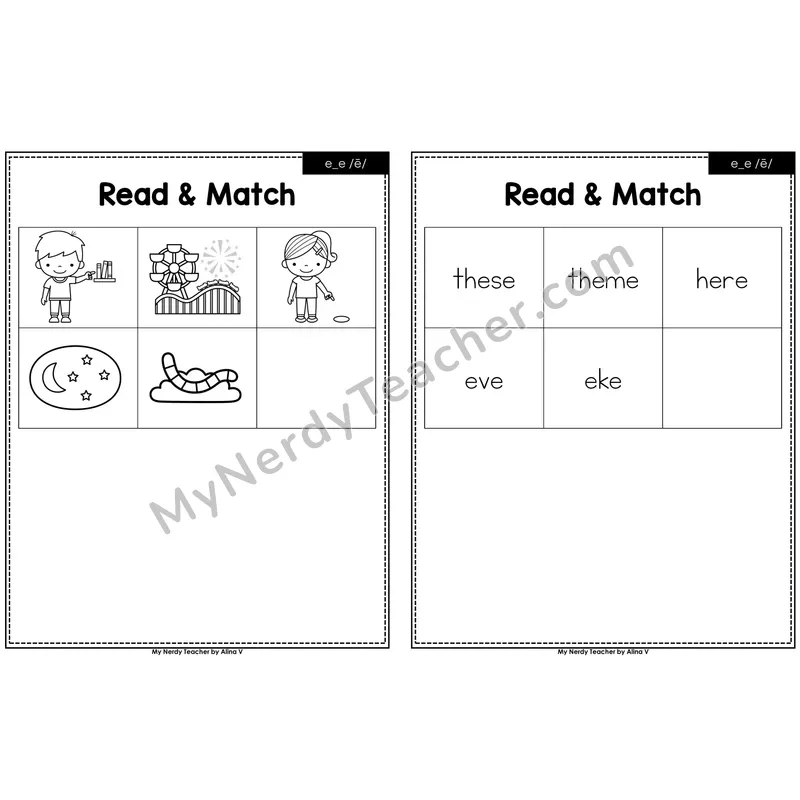 e_e (long e VCe) Read and Match (Black & White)