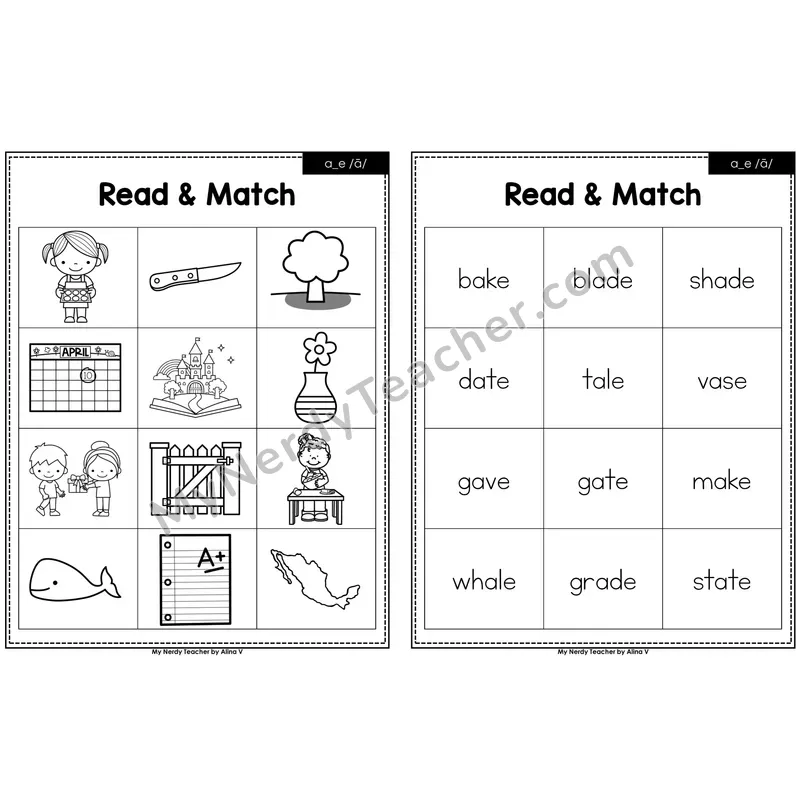 a_e (long a VCe) Read and Match (Black & White)