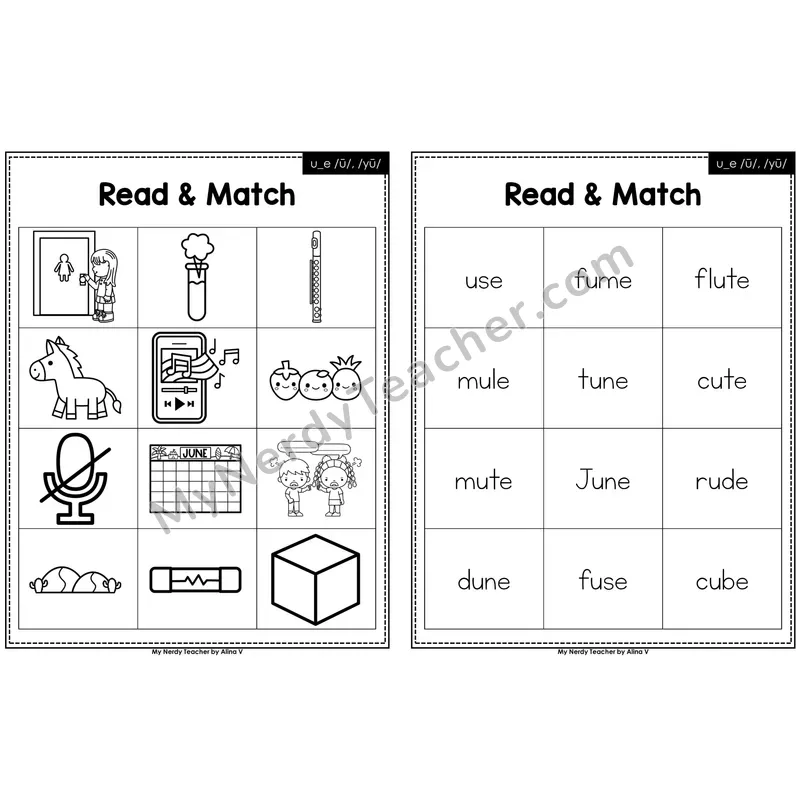 u_e (long u VCe) Read and Match (Black & White)