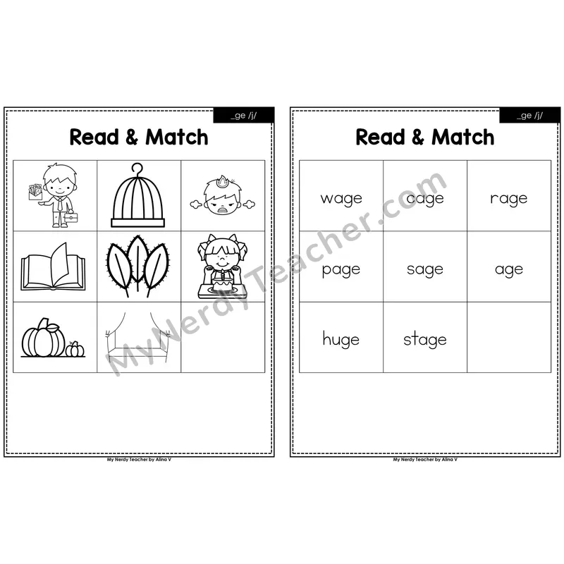 Soft G (_ge) Read and Match (Black & White)