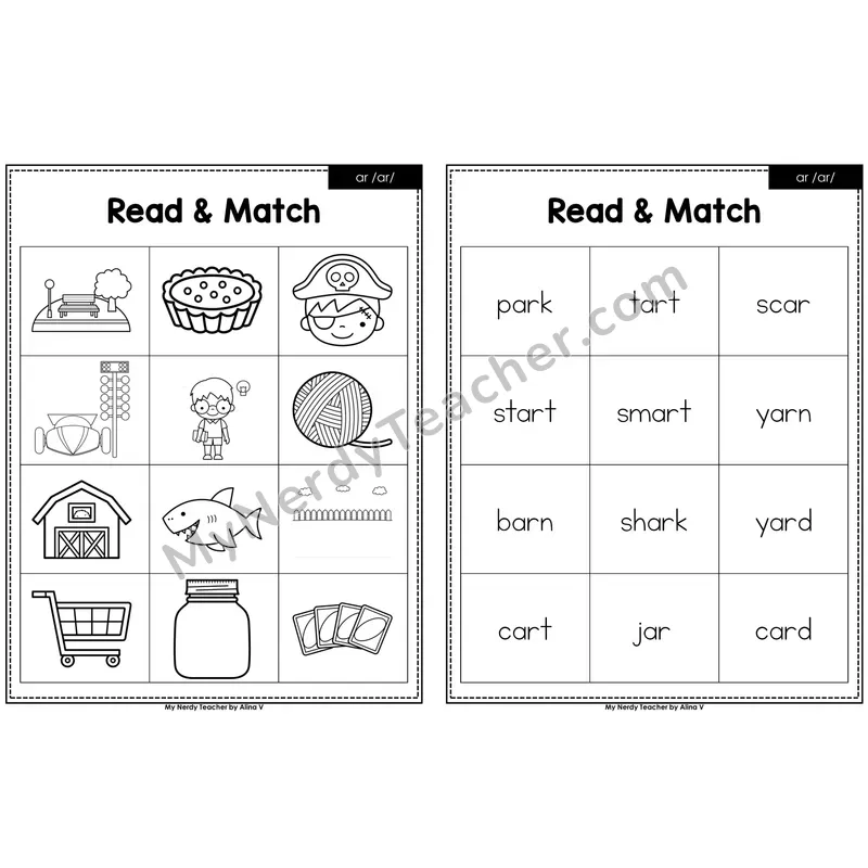 ar (r-controlled) Read and Match (Black & White)